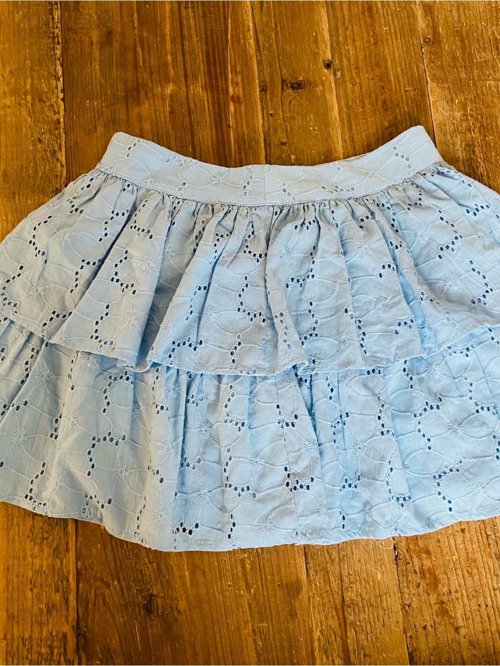 Altar'd State Light Blue Eyelet Tiered Skirt XS